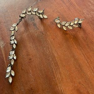 Zara asymmetrical cubic zirconia ear climber earrings